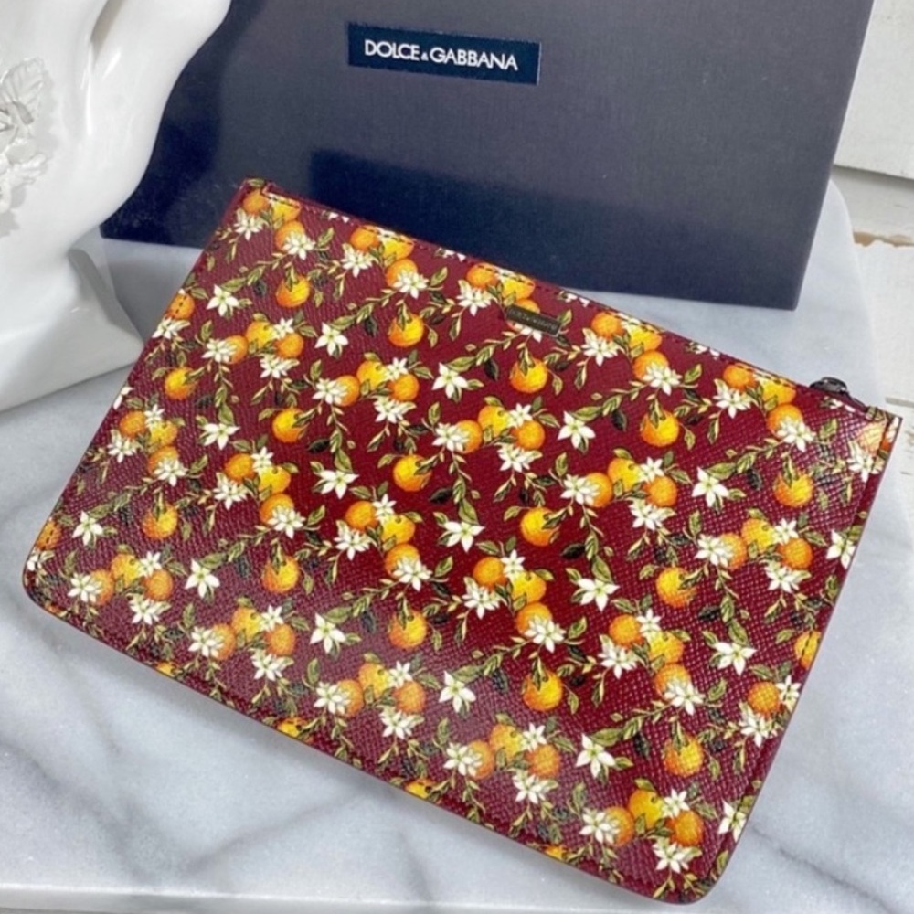 Dolce & Gabbana Leather Tangerine Pouch